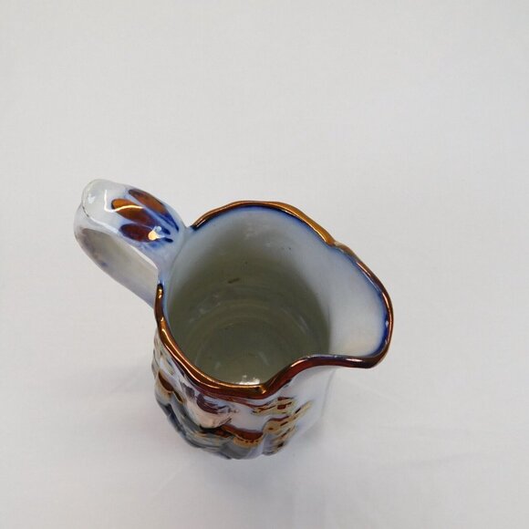 Antique Flow Blue Ceramic Copper Luster Commemorative Jug Cambell Havelock FLAW - Picture 5 of 14